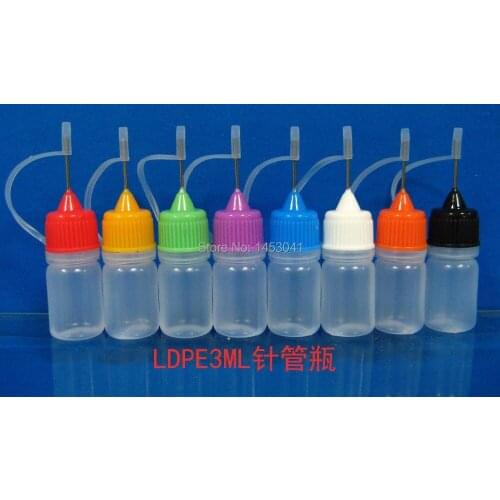 Free ship Lot 100pcs 3ml Plastic Needle Dropper Bottles With Safe Tips NEW LDPE Bottle BY EMS