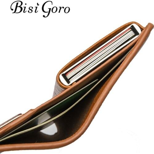 BISI GORO 2020 Mini Wallet Anti-theft Card Holder Smart Slim RFID Ladies Card Case Unisex Vintage Solid Money Bag Dropshipping