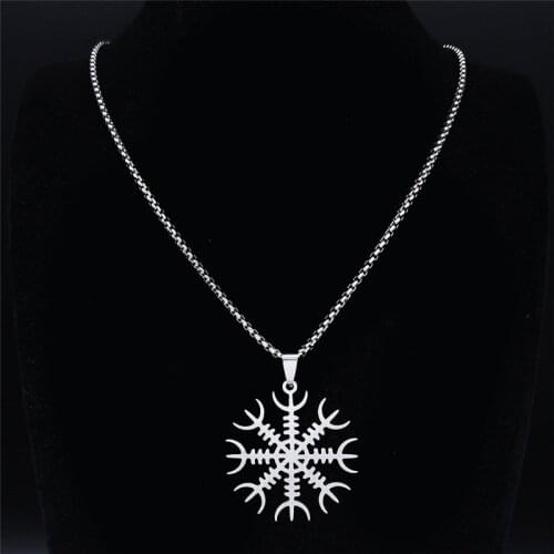 2021 Viking Compass Compass Diverse Stainless Steel Necklace for Men/Women Silver Color Chain Necklaces Jewelry cadena hombre NX