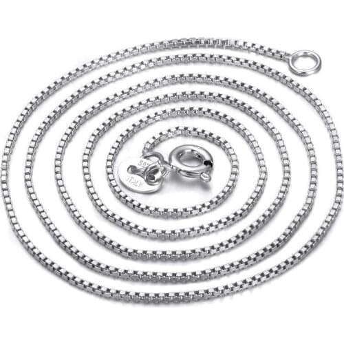 925 Sterling Silver Women and Men Box Necklace 1mm Chain For High Quality Jewelry Chain Wholesale S-N43