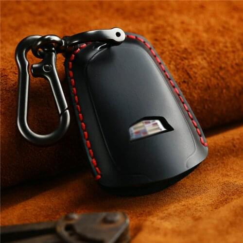 Car Key Case Suitable for Cadillac Key Bag Leather Hand-sewn Car Key Cover Crazy Horse Leather Key Case