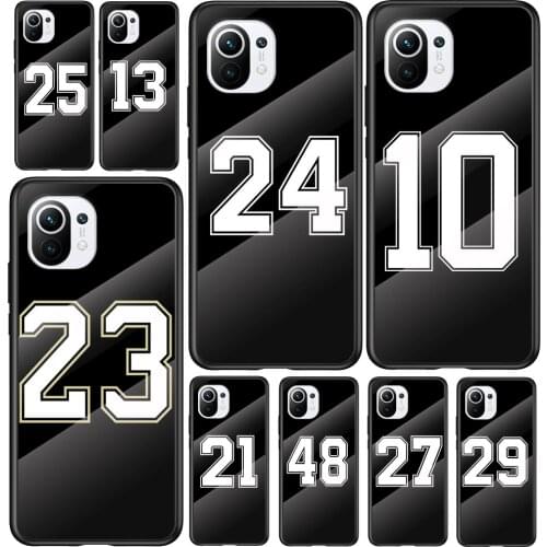 Tempered Glass Cover Lucky Numbers 23 24 For Xiaomi Mi 11 11i 10T 10 CC9E CC9 9T Note 10 Ultra Pro Lite Phone Case Capa