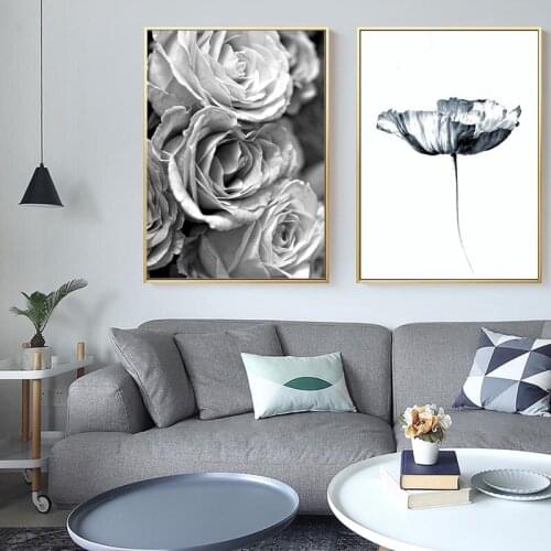 Black And White Poster Flower Wall Art Canvas Painting Feather Quote Posters Minimalist Prints Wall Pictures Living Room Decor