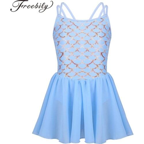 Children Kids Ballet Dance Dress Fish Scales Printed Ballet tutu Dress Girls Gymnastics Leotard Ballerina Stage Dance Costume