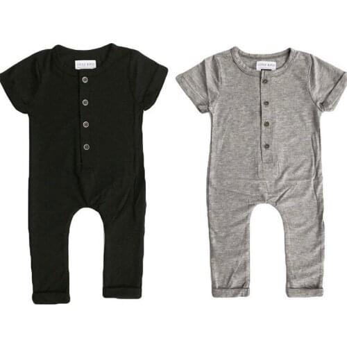 Newborn Kids Toddler Infant Baby Boy Girl Romper Button Jumpsuit Outfits One-piece Summer Clothes Set Solid Color