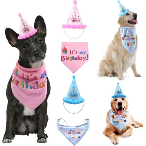 Pets Dog Headwear Accessory Cat Dog Birthday Hat Scarf For Pet Dog Cat Puppy Party Costumes Accessory