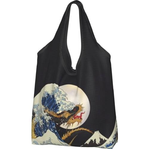 Dragon Wave Canvas Bag Women Shoulder Bag Creature Design Ins Storage Bag