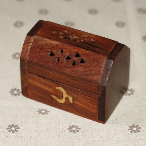 India Rosewood, hollow, small Incense fumigating box, pure handmade, cone incense burner, incense tower, Sheesham wood censer