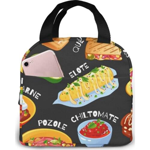 Insulated Lunch Bag Thermal Mexican Food Tote Bags Cooler Picnic Food Lunch Box Bag