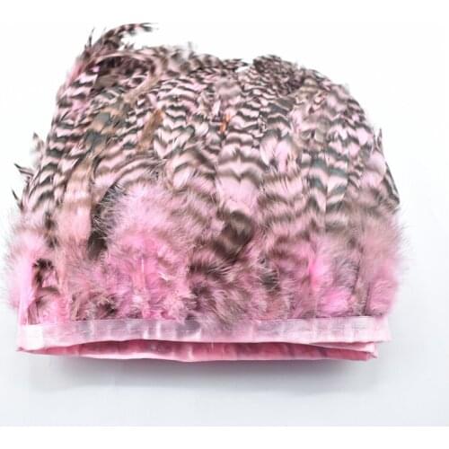 Beautiful 1yards Pink Pheasant Feathers Trims Width 10-15CM/4-6inch dyed needlework feathers ribbon DIY feathers for crafts
