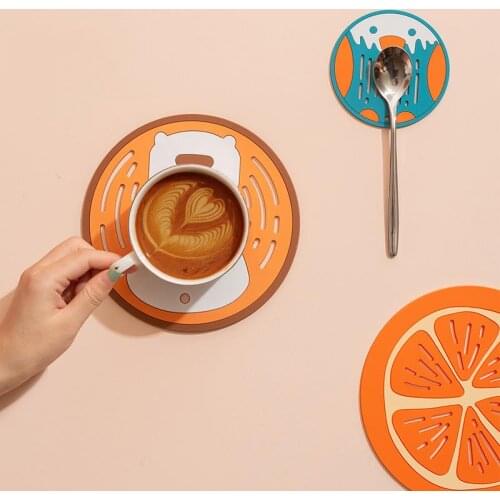 Lemon Parrot Hedgehog Eagle Coaster Shape Silicone Cup Pad Slip Insulation Pad Table Decoration Cup Mat Pad Table Decorative