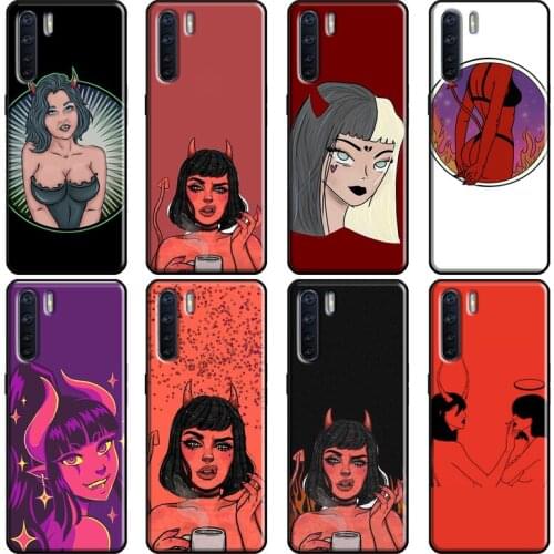 Cute Sexy Girl Devil Soft For OPPO A53 A31 A5 A9 2020 A1K A3S A5S A15 A52 A72 A91 F5 F7 Reno 4 Pro 2Z Case
