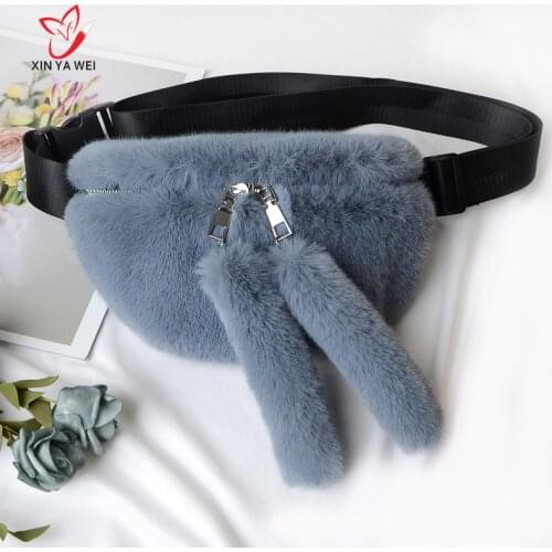 Fashion Women Travel Faux Fur Bag Belt Waist Bag Girls Handbags Women Casual Lapel Shoulder Bag Tote Bag New
