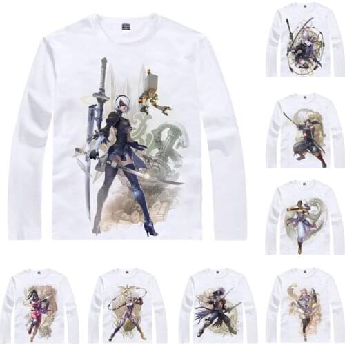 Nier Automata 2B YoRHa No. 2 Type B T Shirt Soulcalibur VI Soul Calibur 6 Men T-shirt Casual Vintage TShirt Long Sleeve Shirts