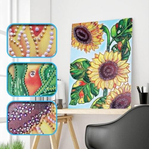 5D Gift Diamond Embroidery Craft DIY Cross Stitch Modern Art Sunflower Without Frame Special Shaped Partial Painting Rhinestones