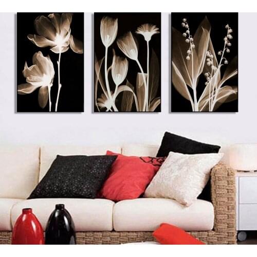 3Planes Wall Painting Home Decor Dark Plant Art Picture Poster Printed On Canvas Artwork For Living Room Without Frame