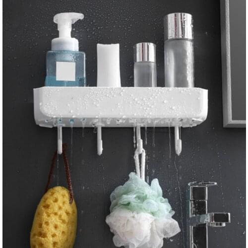 Wall Mounted Type Punch-free Bathroom Shelf Shampoo Shower Holder Kitchen Rack 94PF