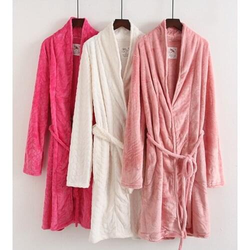 Ladies' Nightgowns winter long robe embossing