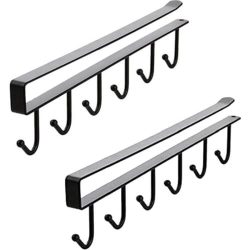 New 2pcs Mug Hooks Cups Wine Glasses Storage Hooks Kitchen Utensil Ties Belts and Scarf Hanging Hook Rack Holder Under Cabinet C