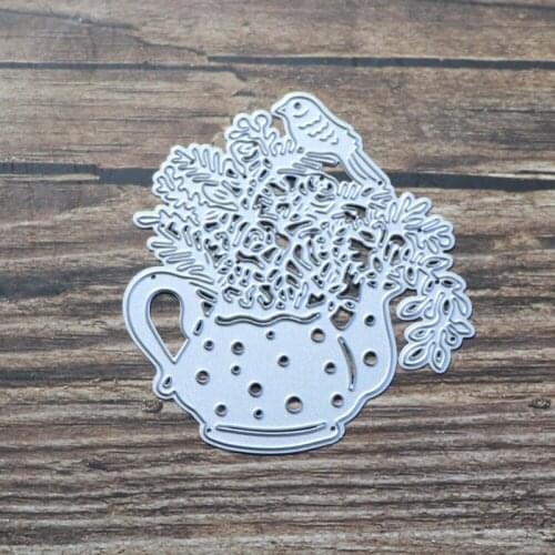 Bird Leaves Kettle NEW Metal Cutting Dies Scrapbooking Embossing Folder Stencil Template Card Making Album Decor DIY 2021 NEW