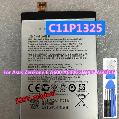 Original 3300mAh C11P1325 Battery For Asus ZenFone 6 ZenFone6 A600 A600CG T00G A601CG Battery
