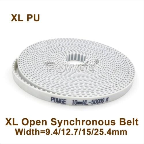POWGE 5meters XL Open Timing Belt W=9.4/12.7/15/25.4mm Pitch=5.08mm PU With Steel Core XL Synchronous Belt Fit XL Timing Pulley