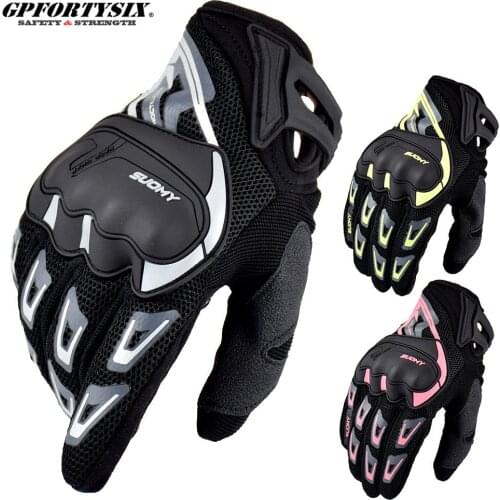 Perforated Breathable Motocross Gloves Touch Screen Outdoor Sports Cycling MTB Bike Motorcycle Gloves Woman Pink Accessories