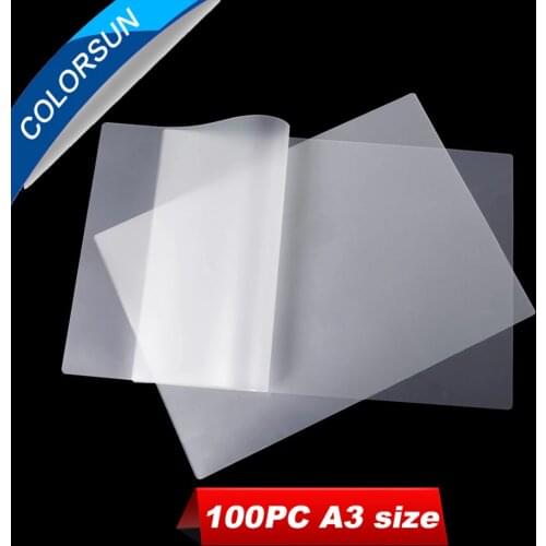 Colorsun 100PC A3 DTF film transparent Double Sided Adhesive Film transfer DTF Film printing For Hot melt powder