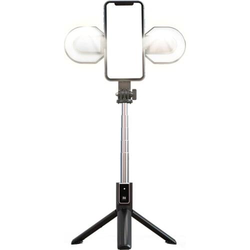 Portable Selfie Stick Phone Tripod with Fill Light Adjustable Bluetooth Wireless Remote Selfie Stick for Phones