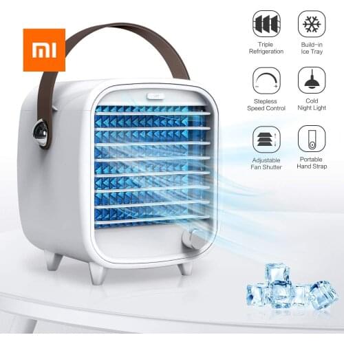 Xiaomi Portable Air Conditioner Small USB Desktop Air Cooler Built-in Ice Box Cooling Fan Strong Wind Night Light Features