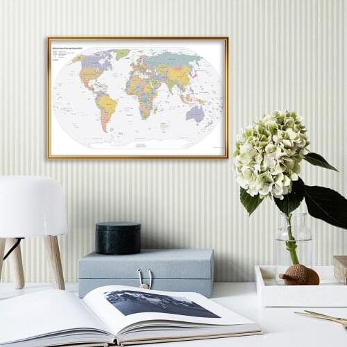 A2 Size 2019 Political Map Of The World Small Wall Poster Canvas Painting Office Living Room Home Decoration School Supplies