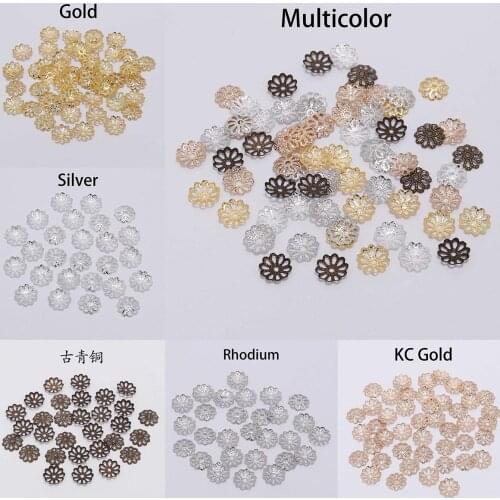 200pcs 6mm 9mm Gold Plated Flower petal End Spacer Beads Caps Charms Bead Cups For DIY Jewelry Making Accessories Wholesale