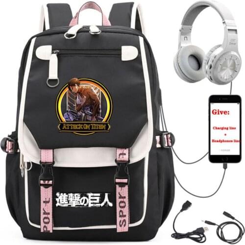 Anime Attack on Titan backpack student School book Bag Unisex Travel Backpack USB Charging teenagers Laptop packsack