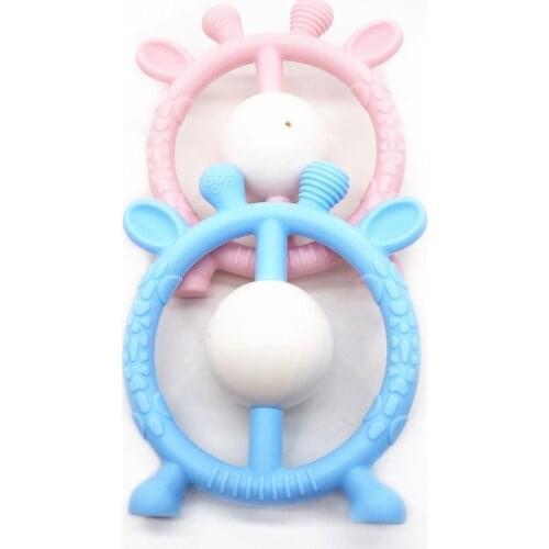 Chenkai 1pc Silicone Giraffe Rattles Teether DIY Baby Animal Pacifier Dummy Sensory Pendant Teething Toy BPA Free