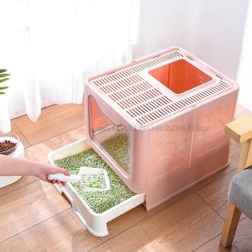 Foldable Cat Litter Basin Drawer Type Go Ahead Come Out From The Top Fully Enclosed Litter Box Large Splash Proof Cat Toilet