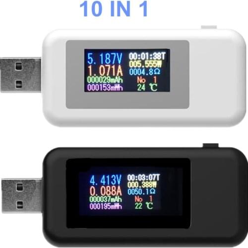 10 IN 1 USB Detector Voltmeter Ammeter USB Tester Voltage Current Tester Power Capacity Tester Meter Voltage Current 20% off