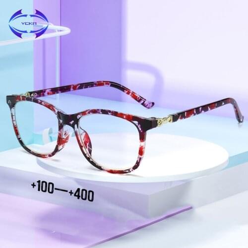 VCKA TR90 Anti Blue Light Reading Glasses Computer Glasses Women Men Ultralight Square Presbyopia Color frame Eyewear +1.0~4.0