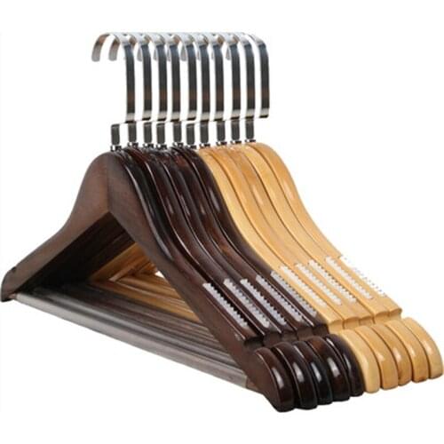 10 pcs/lot Solid Wood Clothes Hanger for Adult Kids Clothing Shop Display Wooden Hangers for Pants with Hook