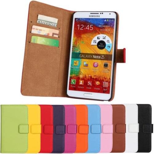 High Quality Genuine Leather Wallet Case Cover For Samsung Galaxy Note 3 N9000 With Stand Style and Card Holder Phone Case Free