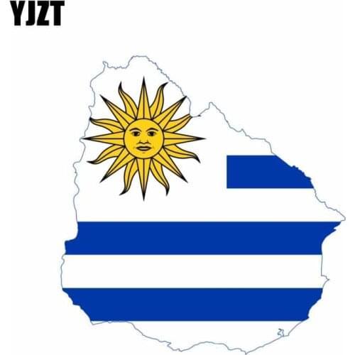 YJZT 13.8CM*14.3CM Creative Body Flag Decal Uruguay Map Motorcycle Car Sticker 6-0855