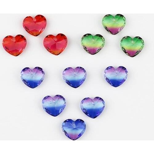 10mm Crystal Rhinestones heart Toumaline stone holes crystal Glass Loose Beads pendants for Earring jewelry making