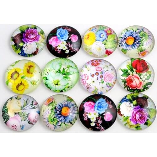 10pcs 20mm And 25mm New Fashion Flower Mixed Handmade Photo Glass Cabochons Pattern Domed Jewelry Accessories Supplies