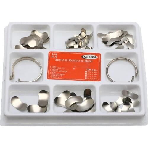 100pcs Dental Matrix Sectional Contoured Matrices Matrix Bands Dental Matrix Rings Full Kit Teeth Replacement Dentsit Tool
