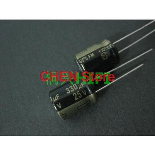20PCS/50PCS matsushita capacitor FM 25V330UF 10X12.5MM 330uF/25v ultra low internal resistance Electrolytic Capacitor 330uf 25v