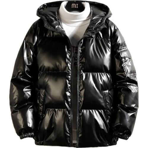 2021 Men Warm Jacket Winter Glossy Younger Women Hooded Parka Silver/Black/Gold/Blue Plus Size Thick Padded Female Boy Overcoat