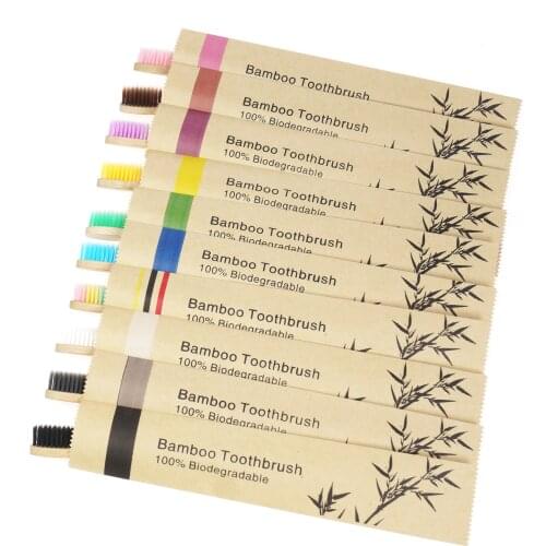 5pcs Toothbrushes eco friendly Bamboo Resuable Toothbrushes Portable Adult Wooden Soft Tooth Brush for Home Travel Hotel use