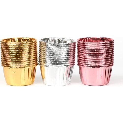 50pcs/set Muffin Cupcake Cups Paper Cupcake Wrappers Cup Pleated Baking Cups Aluminum Foil Muffin Liners Mini Baking Cups