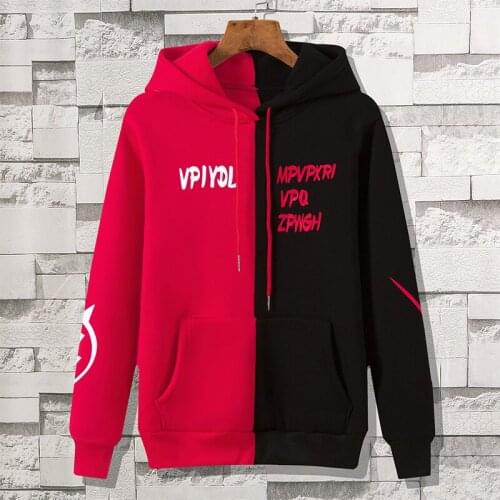 #7116 Mens Streetwear Sweatshirt Spliced Color Slim Harajuku Letter Printed Hip Hop Hoodies Men Front Pockets Unisex Clothes