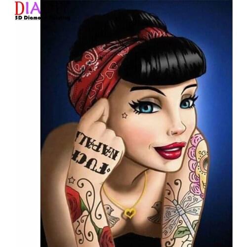 5D DIY Diamond Painting Tattoo girl, Beauty Cross Stitch 3D Full Drill Diamond Embroidery Craft Kits Mosaic Kit Home Decor Gift