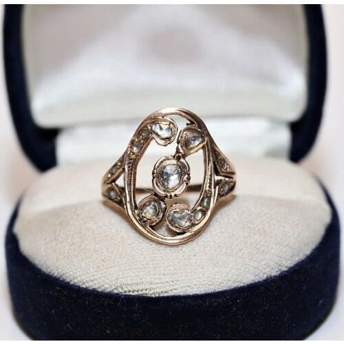 ANTIQUE OTTOMAN 8K GOLD NATURAL ROSE CUT DIAMOND DECORATED PRETTY RING